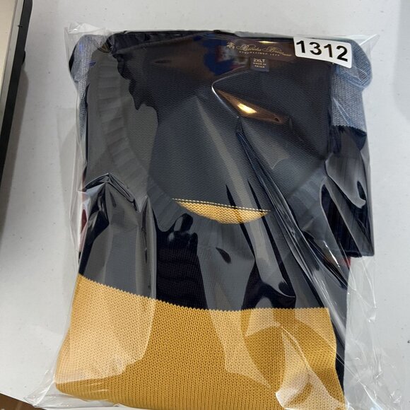 Brooks Brothers 2XLT Colorblock Striped Crewneck Ribbed Sweater Nautical Preppy - Picture 14 of 14